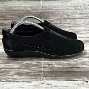 Clarks Collection Medora Gemma Black Suede Loafers Soft Cushion Womens 10 Wide